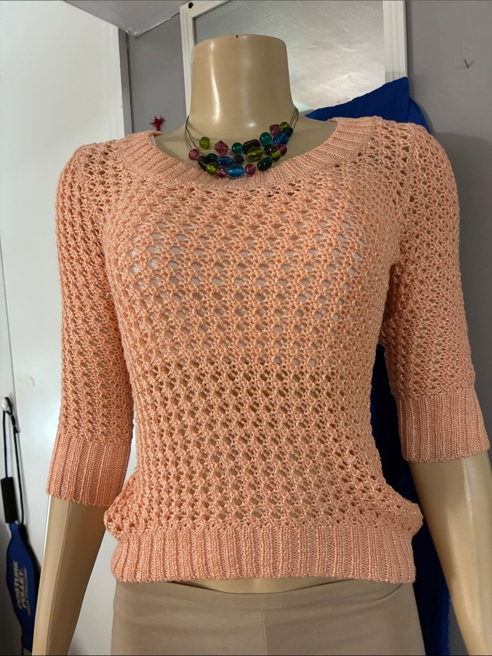 Rue21 Peach Open-Knit Scoop Neck Sweater